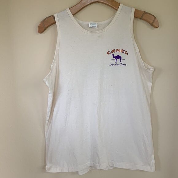 CAMEL Vintage Premium Taste Cotton USA Cream Tank Made in USA‎ Size XL - Picture 3 of 10